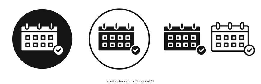Calendar check icons in solid black and outlined style