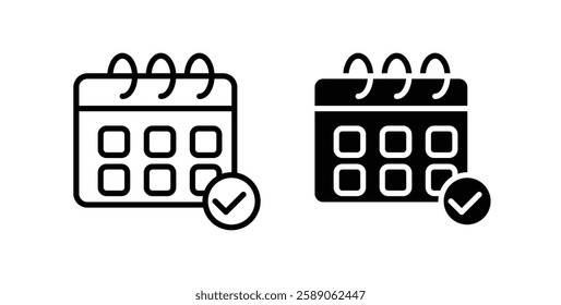 Calendar check icons thin line illustrations designs