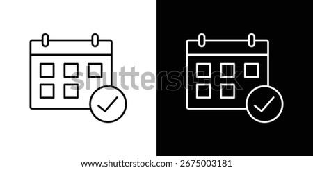 Calendar check icons, vector best stroke icon EPS