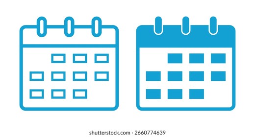 Calendar Check Line Icon Set for UI Designs. Date Available Vector Icon. Event Agenda Planner with Tick Sign for UI Designs. Schedule Appointment Vector Icon. Set of calendar symbols in line style. 
