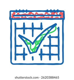 calendar check mark doodle icon sketch vector. calendar check mark sign. isolated symbol illustration