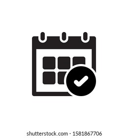 Calendar with check mark, event icon, appointment symbol