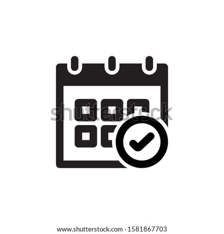 Calendar with check mark, event icon, appointment symbol
