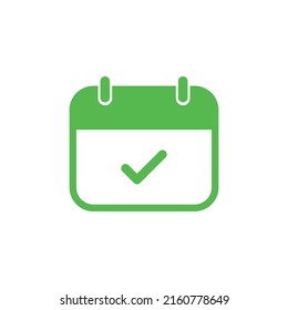 Calendar With Check Mark Green Icon