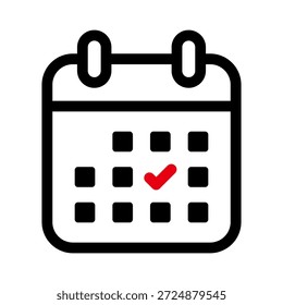 Icono de marca de verificación del calendario para la fecha y la programación confirmadas