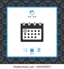 Calendario con marca de verificación - icono. Elemento para su diseño