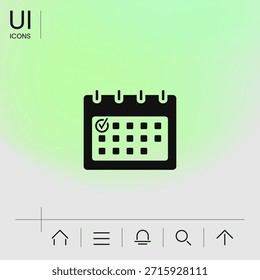 Kalender mit Häkchen- Symbol. Element für Ihr Design