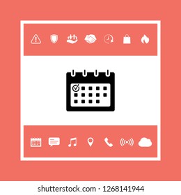 Calendar with Check mark-  icon. Graphic elements for your design