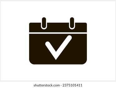 Icono de marca de verificación de calendario aislado. Ilustración del material del vector del patrón clipart EPS 10