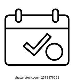Calendar Check Mark Icon Representing Planning, Task Completion, and Success