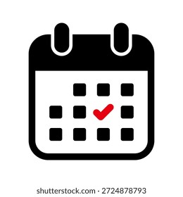 Ícone de marca de seleção de calendário para conclusão de agendamento e tarefa
