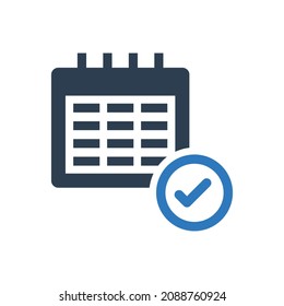 Calendar Check Mark Icon Sign Symbol
