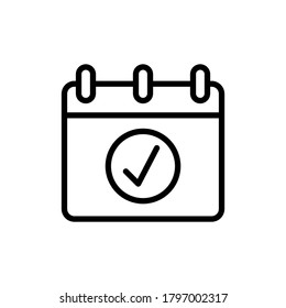 Calendar check mark icon. Simple line, outline vector elements of almanac icons for ui and ux, website or mobile application