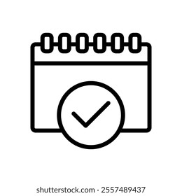 Calendar with check mark illustrated on white background