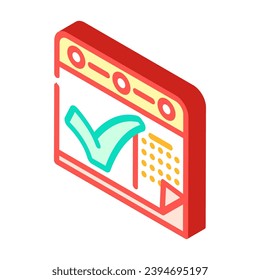 marca de verificación de calendario vector de icono isométrico. signo de marca de marcado de calendario. ilustración de símbolo aislado