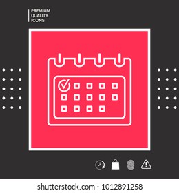 Calendar with Check mark- line icon