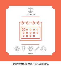 Calendar with Check mark- line icon. Element for your design