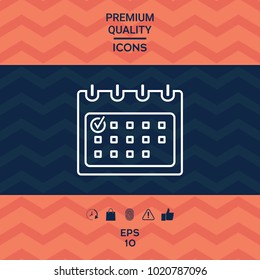 Calendar with Check mark- line icon