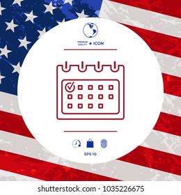Calendar with Check mark- line icon