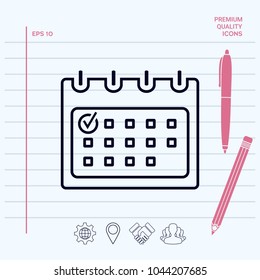 Calendar with Check mark- line icon