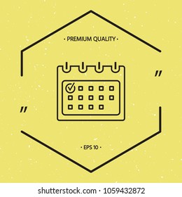 Calendar with Check mark- line icon