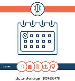 Calendar with Check mark- line icon