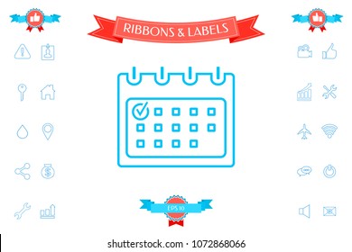 Calendar with Check mark- line icon