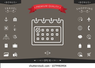 Calendar with Check mark- line icon