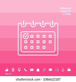 Calendar with Check mark- line icon