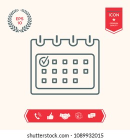 Calendar with Check mark- line icon