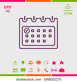 Calendar with Check mark- line icon