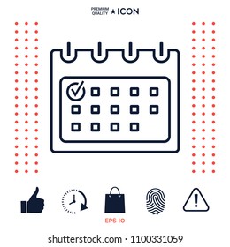 Calendar with Check mark- line icon