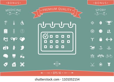 Calendar with Check mark- line icon