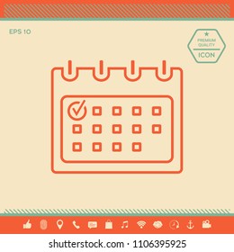 Calendar with Check mark- line icon