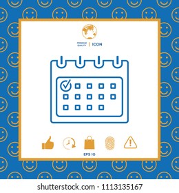 Calendar with Check mark- line icon