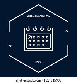Calendar with Check mark- line icon