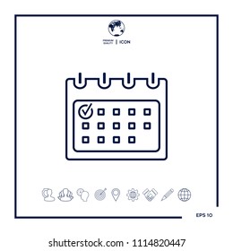 Calendar with Check mark- line icon