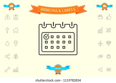 Calendar with Check mark- line icon