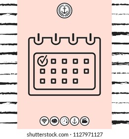 Calendar with Check mark- line icon