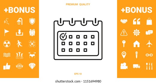 Calendar with Check mark- line icon