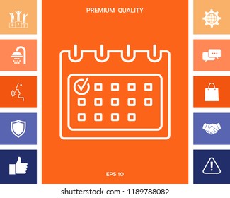 Calendar with Check mark- line icon