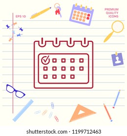 Calendar with Check mark- line icon