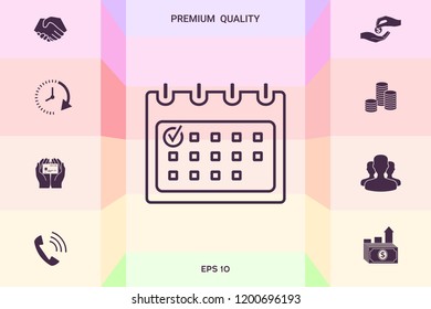 Calendar with Check mark- line icon