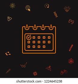 Calendar with Check mark- line icon. Graphic elements for your design
