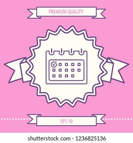 Calendar with Check mark- line icon. Graphic elements for your design