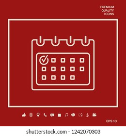 Calendar with Check mark- line icon. Graphic elements for your design