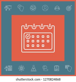 Calendar with Check mark- line icon. Graphic elements for your design