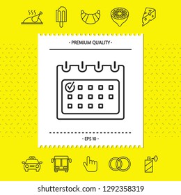 Calendar with Check mark- line icon. Graphic elements for your design