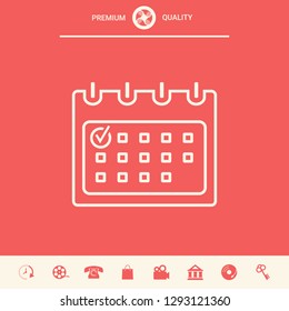 Calendar with Check mark- line icon. Graphic elements for your design