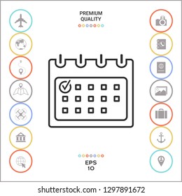 Calendar with Check mark- line icon. Graphic elements for your design